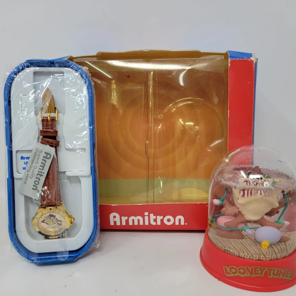 Vintage 1995 Armitron Looney Tunes Taz Watch & Snow Globe Gift Set 2200/242G NEW